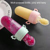 Portable Dual-purpose Baby Food Feeding Spoon Fruit Vegetable Silicone Feeding Pacifier Bottle(Nano-silver)