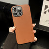 For iPhone 12 Litchi Texture TPU Black Lens Frame Phone Case(Brown)