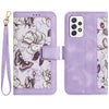 For Samsung Galaxy A72 5G / 4G Floral Pattern Leather Phone Case with Lanyard(Light Purple)