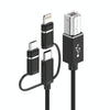 3 in 1 8 Pin, Type-C, Micro USB to USB-B MIDI Instruments Printer Cable, Length: 1m, Length:1m(Black)