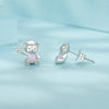 S925 Sterling Silver Platinum Plated Cute Bear Opal Earrings
