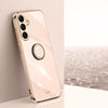 For Samsung Galaxy S25+ 5G XINLI Straight 6D Plating Gold Edge TPU Shockproof Case with Ring Holder(Pink)
