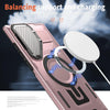 For Samsung Galaxy S22 Ultra 5G Shield Frame Holder MagSafe Phone Case(Rose Gold)