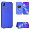 For Asus Zenfone Max (M2) ZB633KL Carbon Fiber Texture Horizontal Flip TPU + PC + PU Leather Case with Card Slot(Blue)