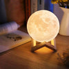 YouOKLight YK2302 15cm Touch Control 3D Print Moon Lamp, USB Charging 16-Color Dimming LED Night Light with Remote Control & Wooden Holder