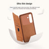 For Samsung Galaxy S25+ 5G NILLKIN QIN Series Pro Sliding Camera Cover Design Leather Phone Case(Brown)