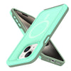 For iPhone 14 Shockproof MagSafe Armor PC Hybrid TPU Phone Case(Mint Green+Grayish Green)
