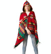 Autumn And Winter Horn Buckle Ethnic Style Hooded Cloak Shawl Bohemian Hooded Shawl, Size:135-175cm(B Style Rose Red)