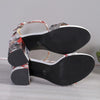 Women Summer Roman Sandals Thick Bottom Slope Heel Printed Buckle High Heels Sandals, Size: 39(Black)