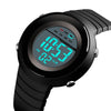 SKMEI 1497 Fashion Simple Backlight Single Display Electronic Watch Timing Alarm Watch(Black  White)