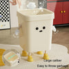 Cute Square Trash Can Household Living Room Bathroom Garbage Bin, Style: 12L Standing Brown
