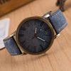 Denim Texture Style Round Dial Retro Digital Display Women & Men Quartz Watch with PU Leather Band(Blue)