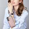 For Samsung Galaxy S23+ 5G Rhombic Dual Buckle Card Slots Phone Case with Lanyard(Rose Gold)