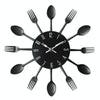 Cutlery Metal Kitchen Wall Clock Spoon Fork Creative Quartz Wall Mounted Clocks Modern Design Decorative Horloge Black