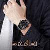 Skmei 9210 Fashion Trend Mens Business Wristwatch Simple Three-Dimensional Surface Waterproof Gold Quartz Watch Man(Black)