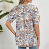 Women V-neck Loose Short-sleeved Printed T-shirt Top, Size: XXL(Orange Cashew)