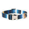Ethnic Print Dog Collar, Blue Stripes, Medium (32-52cm)