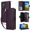 For Samsung Galaxy S24+ 5G Nine-card Slots Zipper Wallet Bag Leather Phone Case(Dark Purple)