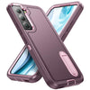 For Samsung Galaxy S22+ 5G 3 in 1 Rugged Holder Phone Case(Purple+Pink)