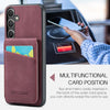 For Samsung Galaxy S25+ 5G Fierre Shann FS-023 Crazy Horse Card Holder Back Cover PU Phone Case(Wine Red)