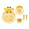 Bamboo Fiber Children Tableware Set Household Cute Cartoon Baby Food Supplement Plate Set(040 Giraffe)