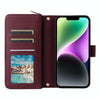 For iPhone 14 / 13 Nine-card Slots Zipper Wallet Bag Leather Phone Case(Wine Red)