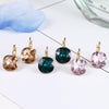 Women Fashion Color Square Stud Earrings Crystal Rhinestone Earring(Green)