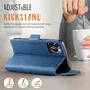 For iPhone 11 Pro AutSpace A11 Side Buckle MagSafe Magnetic RFID Phone Leather Case(Blue)