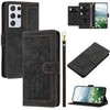 For Samsung Galaxy S21 Ultra 5G Tulips Embossed Leather Phone Case with Lanyard(Black)