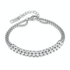 OPK GS1523 Stainless Steel Double Chain Double Row Diamonds Simple Bracelet, Color: Steel Color