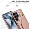 For Samsung Galaxy S25 Ultra 5G Ring Holder Card Bag Skin Feel Phone Case(Rose Gold)