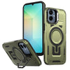 For Samsung Galaxy A05 Shield Hollow Frame Holder MagSafe Phone Case(Olive Green)