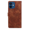 For iPhone 12 mini / 13 mini Lace Floral Embossed Magnetic Buckle Leather Phone Case(Brown)