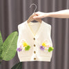 Baby Girl Knitted Vest Flower Sweater Outer Undershirt, Size: 90cm(Beige)