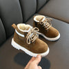 Autumn Winter Children Martin Boots Boys Girls Plush Warm Boots Casual Shoes, Size: 29(Khaki)