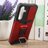 For Samsung Galaxy S24 FE 5G Camera Shield Card Slot PC Hybrid TPU Phone Case(Red)