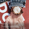 OLEVS 2872 Men Three Eyes Six Needles Chronograph Waterproof Quartz Watch(White + Rose Gold)