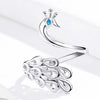 S925 Sterling Silver Peacock White Gold Plated Open Ring