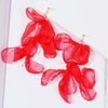Long Exaggerated Fabric Art Handmade Petal Earrings, Color: E1908-36 Blue