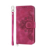 For Samsung Galaxy A36 Skin Feel Flowers Embossed Wallet Leather Phone Case(Wine Red)