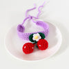 Handmade Knitted Cherry Pet Collar (Pink, M 25-30cm) - Cat & Dog