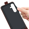 For Samsung Galaxy S25+ 5G R64 Texture Vertical Flip Leather Phone Case(Brown)