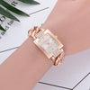 Square Dial Diamond Plated Hollow Alloy Bracelet Strap Quartz Watch for Women(Silver band black surface)