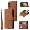 For Samsung Galaxy S25+ 5G Multifunctional Frosted Zipper Wallet Leather Phone Case(Brown)