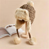 Winter Plus Velvet Knitted Wool Hat Bomber Cap Flight Hat, Size:M (56-58cm)(Khaki)