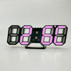 6609 3D Stereo LED Alarm Clock Living Room 3D Wall Clock, Colour: Black Frame Pink Light