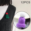 12PCS Cute Mini Knitted Hairball Hat Brooch Sweater Pins Badge(Purple)