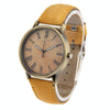 Denim Texture Style Round Dial Retro Digital Display Women & Men Quartz Watch with PU Leather Band(Yellow)