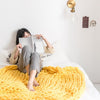 Fashion Handmade Knitted Wool Blanket, Size:130X160cm(Grey)
