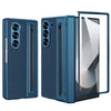 For Samsung Galaxy Z Fold6 5G VIETAO Electroplating Integrated Pen Slot Folding PU Phone Case with Stylus(Blue)